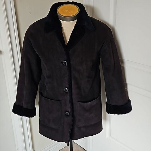 HOST PICK  Togo Women's Faux Suede Button-Down Winter Coat Small Black - Picture 6 of 16